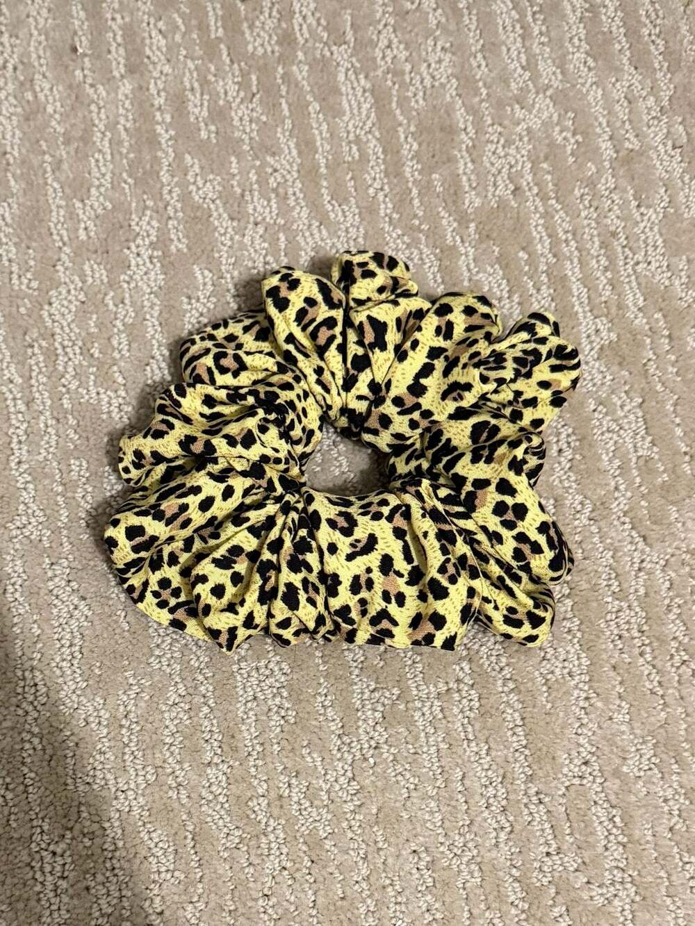 Kaxi Yellow Leopard Print Hair Scrunchie